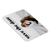 Moderne Zwarte Typography Foto Save the Date Magneet (Rechterzijde)