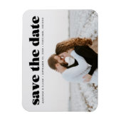 Moderne Zwarte Typography Foto Save the Date Magneet (Verticaal)