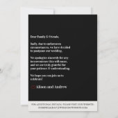 Moderne Zwarte Uitstel Agenda Update voor Huwelijk Save The Date (Achterkant)