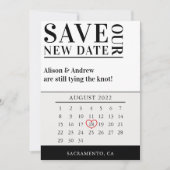 Moderne zwarte uitstelkalender voor trouwdatum upd save the date (Voorkant)