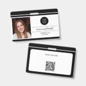 Moderne zwarte van identiteitskaart minimalistisch badge (Voor- en achterkant)
