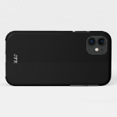 Moderne zwarte vaste witte initialen, aangepast Case-Mate iPhone case (Achterkant (horizontaal))