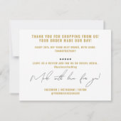 Moderne zwarte verpakking invoegen bedankkaart (Achterkant)