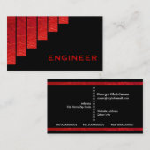 Moderne, zwarte verticale strepen-engineer visitekaartje (Voorkant / Achterkant)