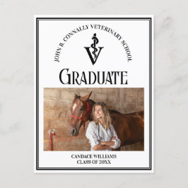 Moderne Zwarte Veterinaire School Foto Afstuderen Briefkaart