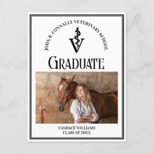 Moderne Zwarte Veterinaire School Foto Afstuderen Briefkaart