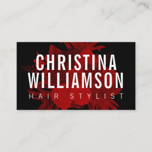 Moderne zwarte vetgedrukte tekst donkerrode  bloem visitekaartje