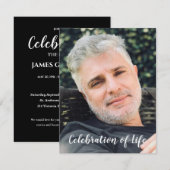 Moderne zwarte viering van het leven met foto (Voorkant / Achterkant)