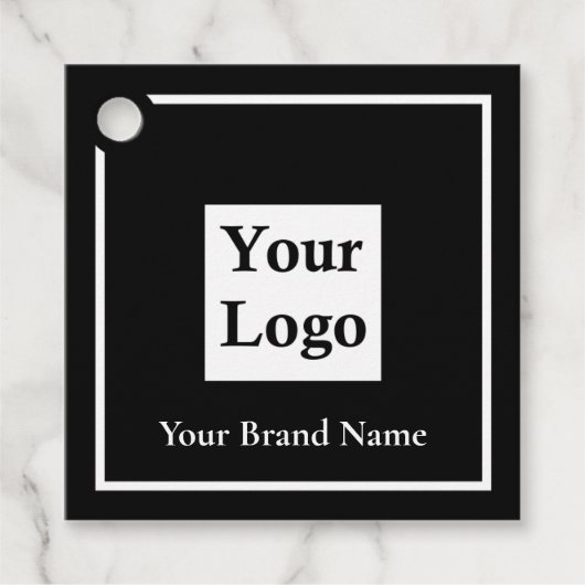 Moderne Zwarte Vierkante Aangepaste Logo Kleding P Bedankjes Labels (Voorkant)