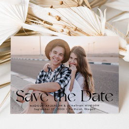 Moderne Zwarte Vintage Lettertype Foto Save The Date
