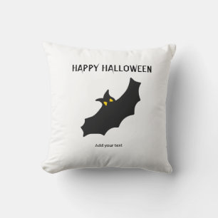 moderne zwarte vleermuis script halloweenfeest kussen