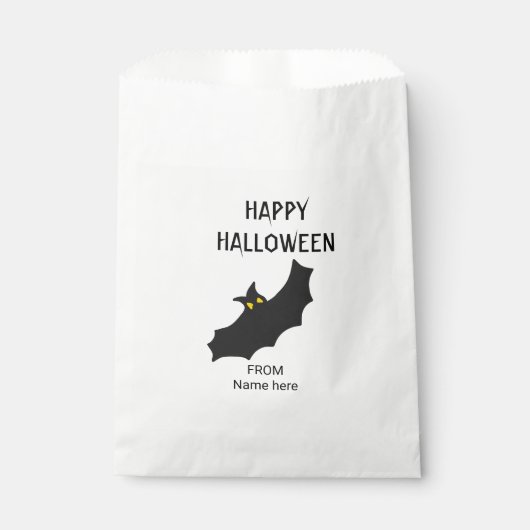 moderne zwarte vleermuts halloween bedankzakje (Voorkant)