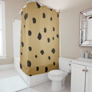 Moderne Zwarte Vlek Goudroede Goud Beige Taneer Douchegordijn