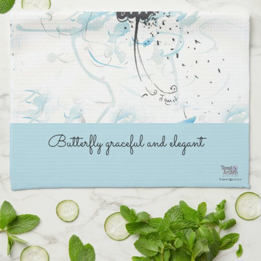 Moderne zwarte vlinder theedoek (Gevouwen)