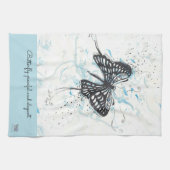 Moderne zwarte vlinder theedoek (Horizontaal)