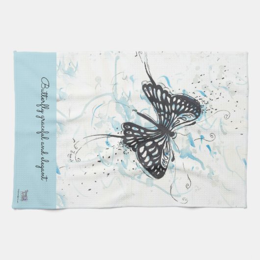 Moderne zwarte vlinder theedoek (Horizontaal)