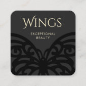 Moderne zwarte vlinder vierkante visitekaartje (Voorkant)