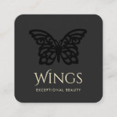 Moderne zwarte vlinder vierkante visitekaartje (Voorkant)