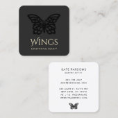 Moderne zwarte vlinder vierkante visitekaartje (Voorkant / Achterkant)