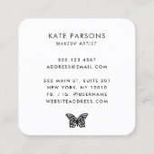 Moderne zwarte vlinder vierkante visitekaartje (Achterkant)