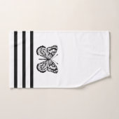 Moderne zwarte vlinders en stripes bad handdoek (Handdoek)