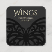 Moderne zwarte vlinderstaafvertoning vierkante visitekaartje (Voorkant)