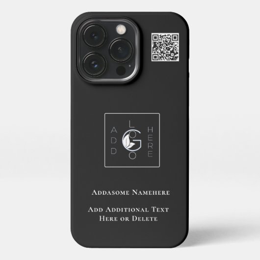 Moderne zwarte Voeg uw zakelijke Logo toe iPhone Hoesje (Achterkant)