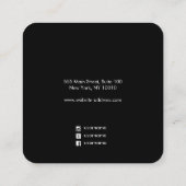 Moderne zwarte vont vierkant verouderingsscherm vierkante visitekaartje (Achterkant)