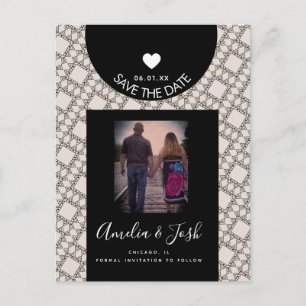 Moderne zwarte vormen Patroon Opslaan Briefkaart d