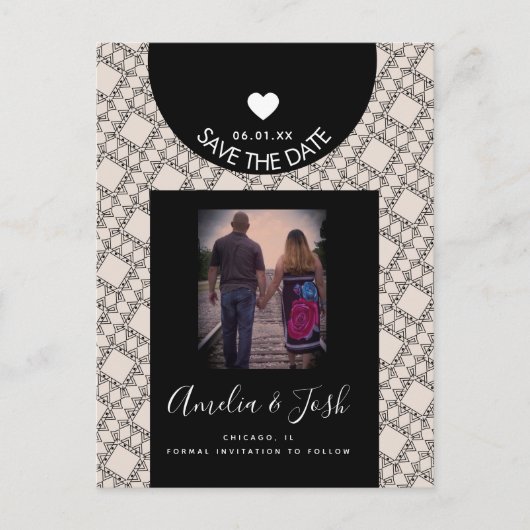 Moderne zwarte vormen Patroon Opslaan Briefkaart d (Voorkant)