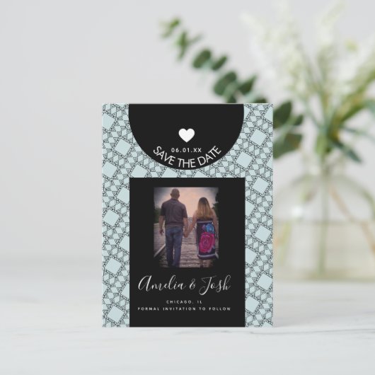 Moderne zwarte vormen Patroon Opslaan Briefkaart d (Staand voorkant)