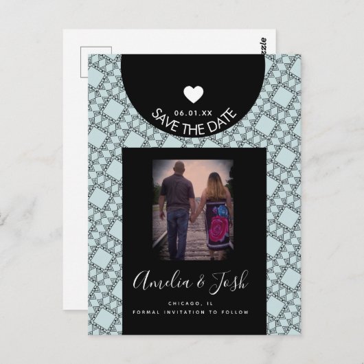 Moderne zwarte vormen Patroon Opslaan Briefkaart d (Voorkant / Achterkant)