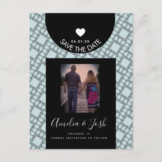 Moderne zwarte vormen Patroon Opslaan Briefkaart d (Voorkant)