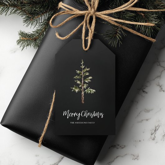 “Moderne Zwarte Vrolijk Kerstmis Cadeaulabel