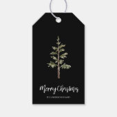 “Moderne Zwarte Vrolijk Kerstmis Cadeaulabel (Voorkant)