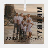 Moderne Zwarte Vrolijk Kerstscript Foto Glas Ornament (Achterkant)