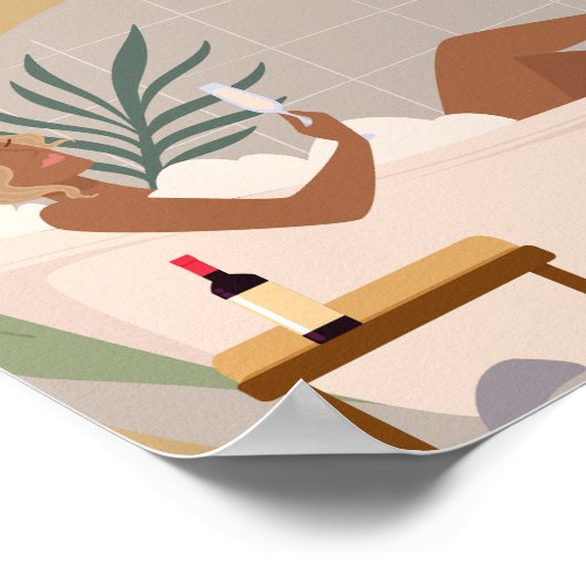 Moderne zwarte vrouw in badkamer poster (Hoek)