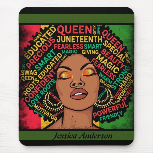 Moderne zwarte vrouw Motivatie  naam Muismat (Voorkant)