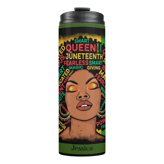 Moderne zwarte vrouw Motivatie positief Thermosbeker (Voorkant)