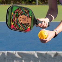 Moderne Zwarte Vrouw Motiverende Aanpasbare Naam Pickleball Paddle