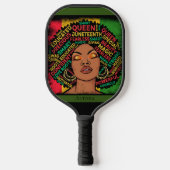 Moderne Zwarte Vrouw Motiverende Aanpasbare Naam Pickleball Paddle (Voorkant)