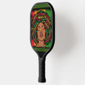 Moderne Zwarte Vrouw Motiverende Aanpasbare Naam Pickleball Paddle (Links)