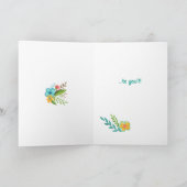 Moderne zwarte watercolours bloemenverjaardag kaart (Binnen)