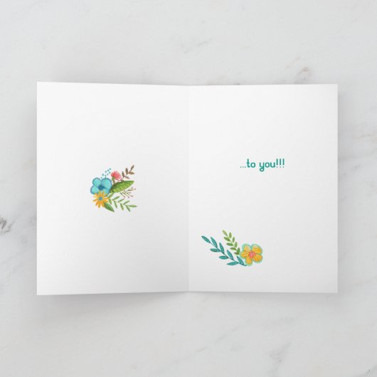 Moderne zwarte watercolours bloemenverjaardag kaart (Binnen)