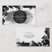 Moderne zwarte Waterverf Abstracte elegant Visitekaartje (Voorkant / Achterkant)