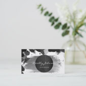 Moderne zwarte Waterverf Abstracte elegant Visitekaartje (Staand voorkant)