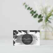 Moderne zwarte Waterverf Abstracte elegant Visitekaartje (Staand voorkant)