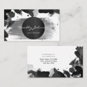 Moderne zwarte Waterverf Abstracte elegant Visitekaartje (Voorkant / Achterkant)