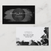 Moderne zwarte Waterverf Abstracte elegant Visitekaartje (Voorkant / Achterkant)