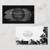 Moderne zwarte Waterverf Abstracte elegant Visitekaartje (Voorkant / Achterkant)